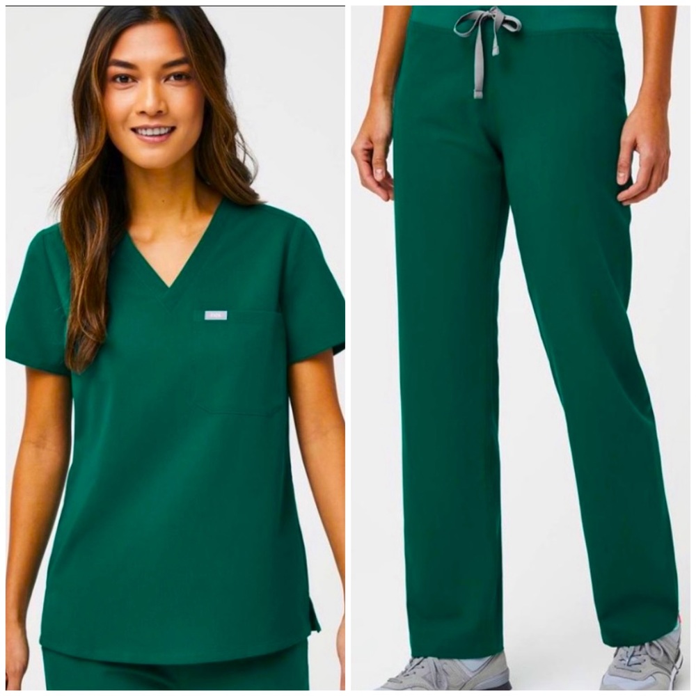 Hunter Green Figs Scrubs SET S/S